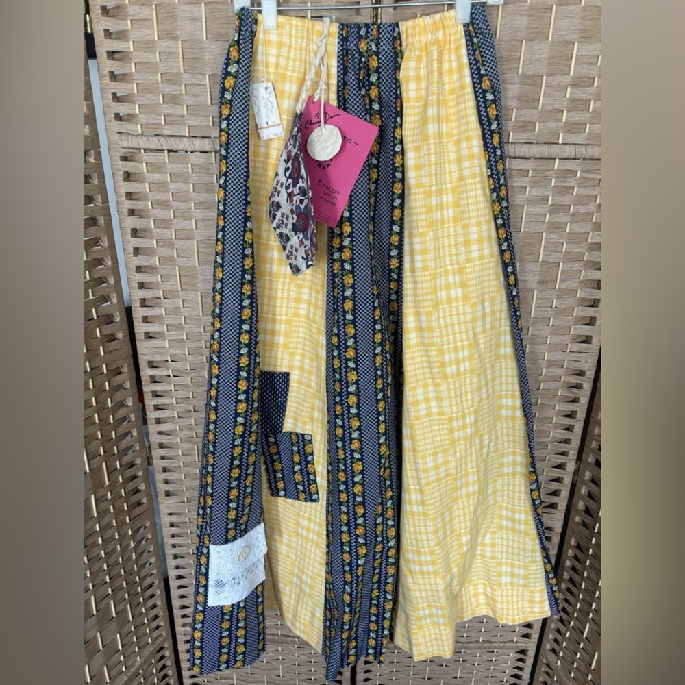 VTG Chessa Davis "Falda Villa" Patchwork Skirt – I. Magnin – Yellow/Blue – NWT